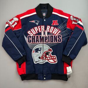 New England Patriots Jacket Mens 3XL Blue Snap Up Super Bowl LI Champions NWT